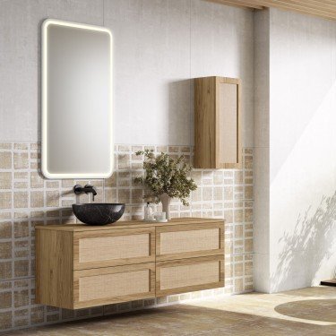 Mueble de baño suspendido CALMA con encimera madera