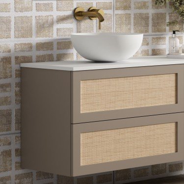 Mueble de baño suspendido CALMA con encimera madera 2