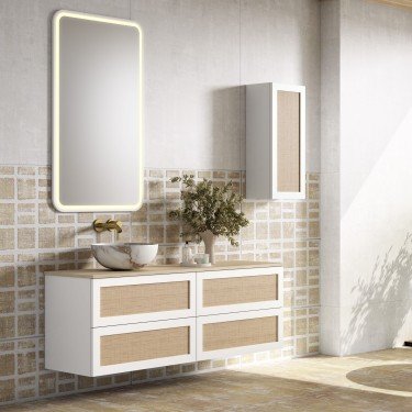 Mueble de baño suspendido CALMA con encimera madera 2