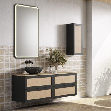 Mueble de baño suspendido CALMA con encimera madera