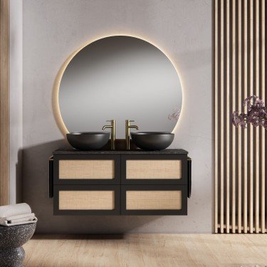 Mueble de baño suspendido CALMA con encimera piedra natural