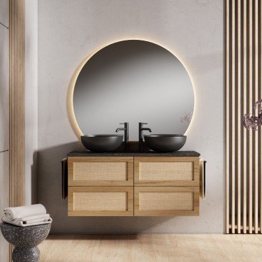 Mueble de baño suspendido CALMA con encimera piedra natural