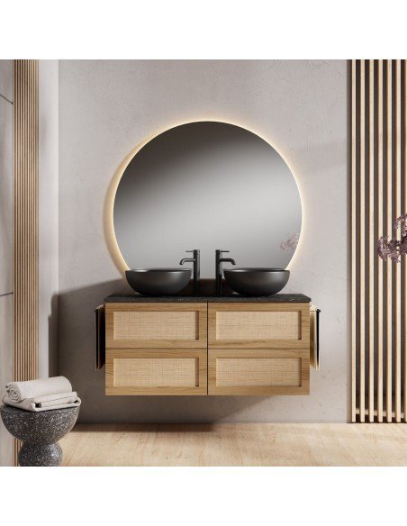 Mueble de baño suspendido CALMA con encimera piedra natural