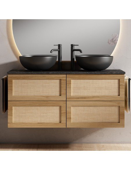 Mueble de baño suspendido CALMA con encimera piedra natural