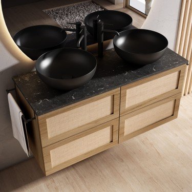 Mueble de baño suspendido CALMA con encimera piedra natural 2