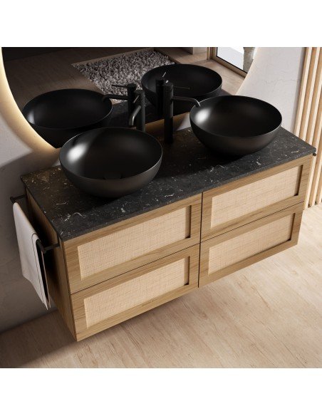 Mueble de baño suspendido CALMA con encimera piedra natural