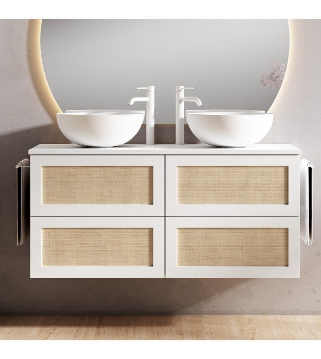 Mueble de baño suspendido CALMA con encimera madera