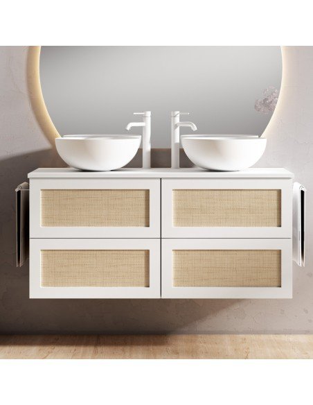 Mueble de baño suspendido CALMA con encimera madera