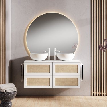 Mueble de baño suspendido CALMA con encimera madera