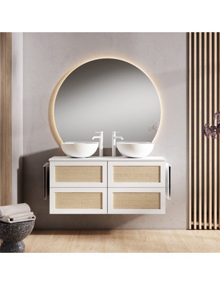 Mueble de baño suspendido CALMA con encimera madera