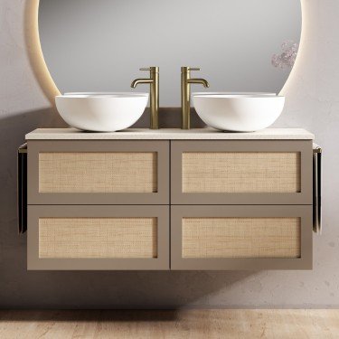 Mueble de baño suspendido CALMA con encimera piedra natural arena 2