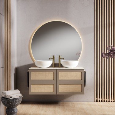 Mueble de baño suspendido CALMA con encimera piedra natural arena