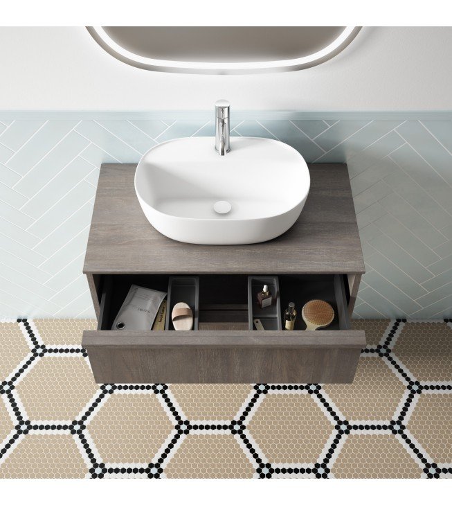 Mueble de baño suspendido NICOL con encimera madera Mueble de baño suspendido NICOL con encimera madera