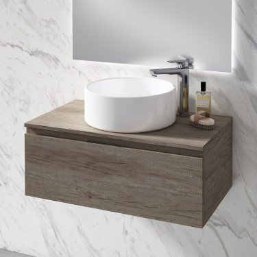Mueble de baño suspendido VIOLETTA zahir con encimera madera