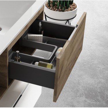 Mueble de baño suspendido VIOLETTA zahir con encimera madera 2