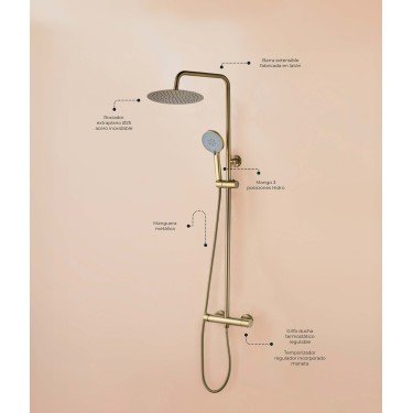 Columna ducha Trento termostática Oro Cepillado 2