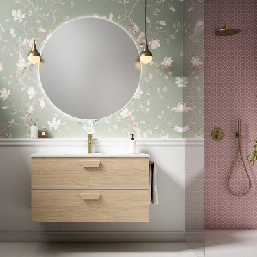 Mueble de baño suspendido HOLIKA boreal con encimera cerámica Kent