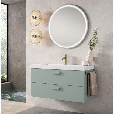 Mueble de baño suspendido HOLIKA azul aqua con encimera suri