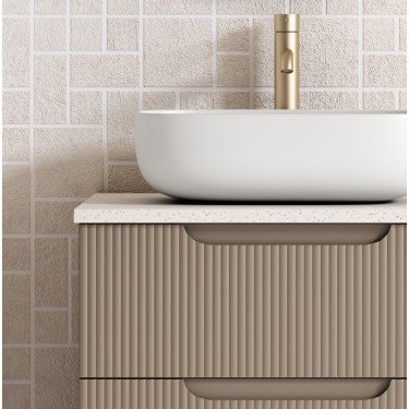 Mueble de baño suspendido DELEITE con encimera madera 2