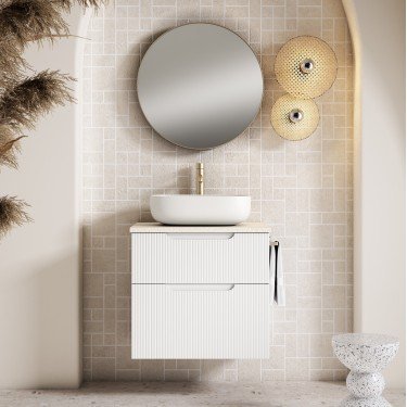 Mueble de baño suspendido DELEITE con encimera madera 2