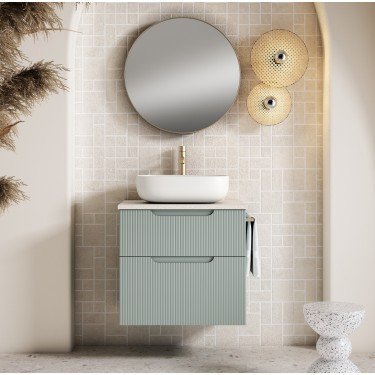 Mueble de baño suspendido DELEITE con encimera madera