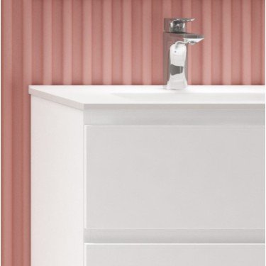 Mueble de baño al suelo SOHO blanco brillo con encimera cerámica Moma 2