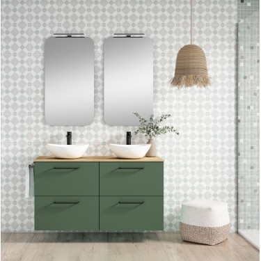 Mueble de baño suspendido TWIST con encimera madera