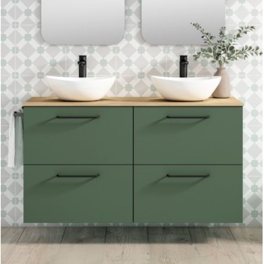 Mueble de baño suspendido TWIST con encimera madera 2