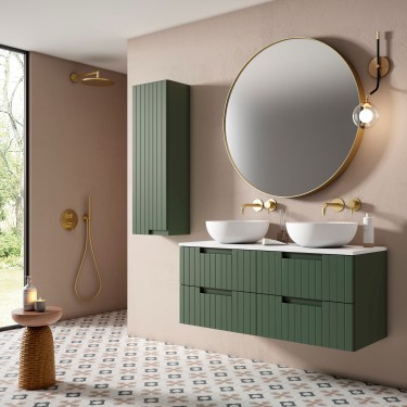 Mueble de baño suspendido ELORA con encimera solid surface