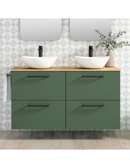 Mueble de baño suspendido TWIST con encimera madera