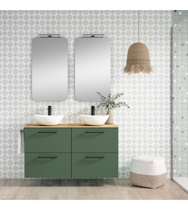 Mueble de baño suspendido TWIST con encimera madera Mueble de baño suspendido TWIST con encimera madera