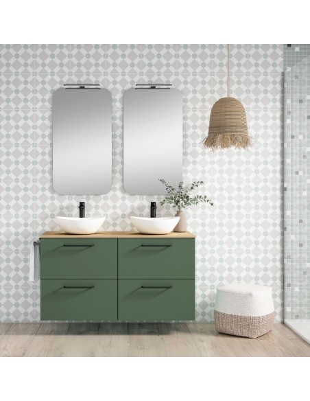 Mueble de baño suspendido TWIST con encimera madera