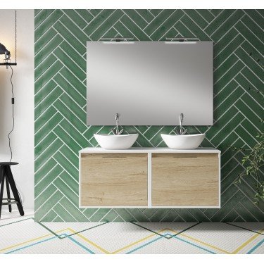 Mueble de baño suspendido CINAMMON con encimera blanco mate