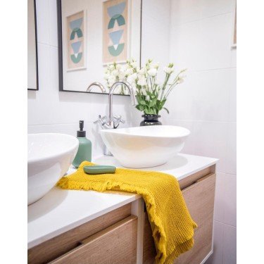 Mueble de baño suspendido CINAMMON con encimera blanco mate 2