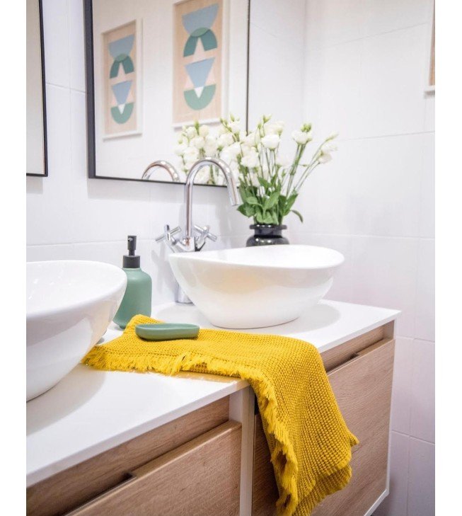 Mueble de baño suspendido CINAMMON con encimera blanco mate Mueble de baño suspendido CINAMMON con encimera blanco mate