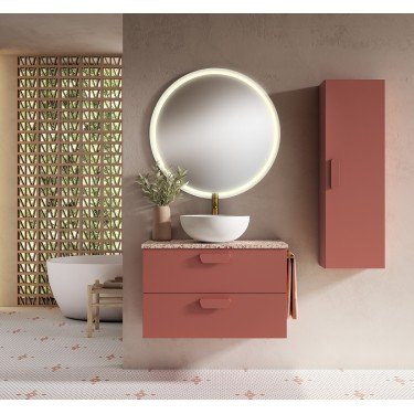 Mueble de baño suspendido HOLIKA arcilla con tapa terrazo