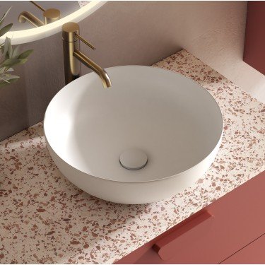 Mueble de baño suspendido HOLIKA arcilla con tapa terrazo 2