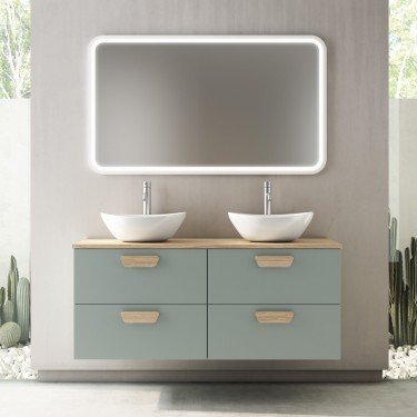 Mueble de baño suspendido HOLIKA con tapa madera