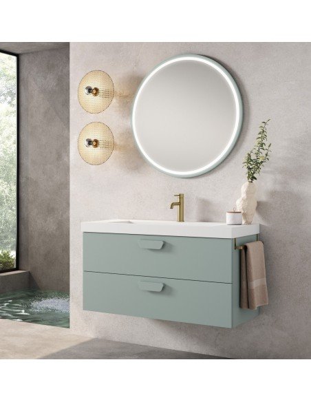 Mueble de baño suspendido HOLIKA blanco mate con encimera suri