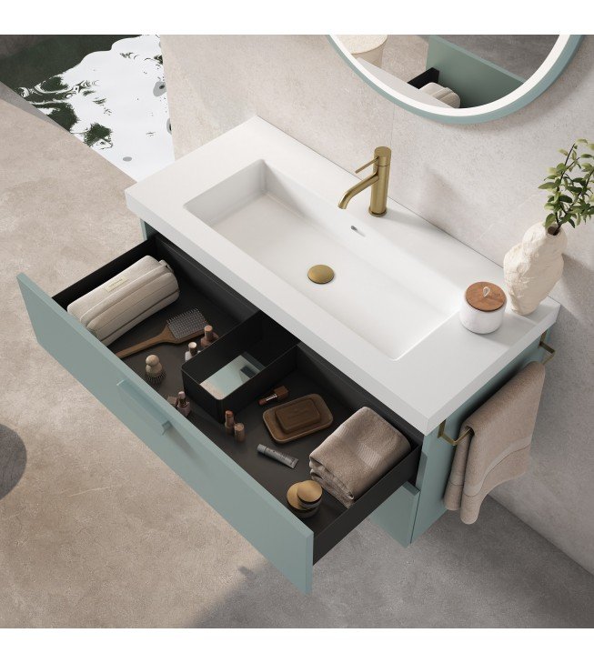 Mueble de baño suspendido HOLIKA blanco mate con encimera suri Mueble de baño suspendido HOLIKA blanco mate con encimera suri