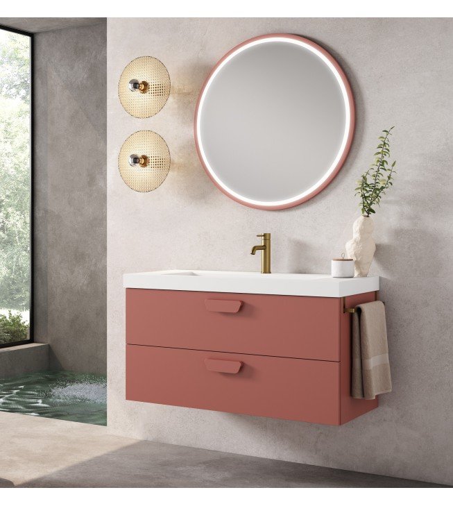 Mueble de baño suspendido HOLIKA blanco mate con encimera suri Mueble de baño suspendido HOLIKA blanco mate con encimera suri