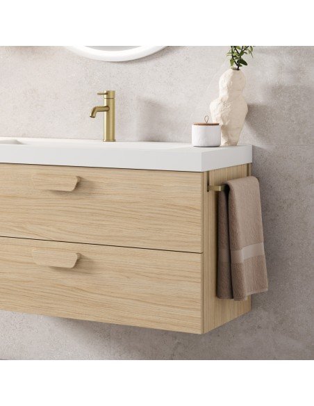 Mueble de baño suspendido HOLIKA blanco mate con encimera suri