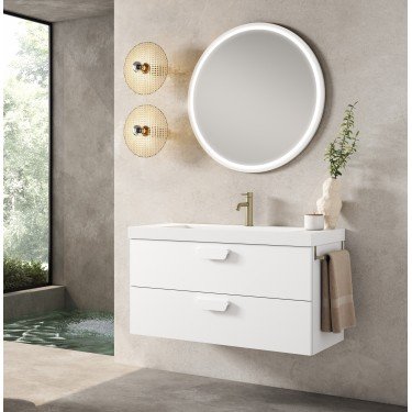 Mueble de baño suspendido HOLIKA blanco mate con encimera suri