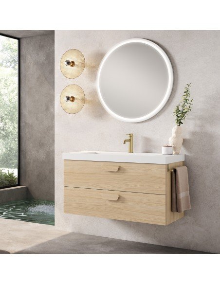 Mueble de baño suspendido HOLIKA blanco mate con encimera suri
