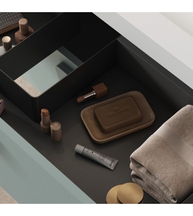 Mueble de baño suspendido HOLIKA madera con tapa terrazo y lavabo Mueble de baño suspendido HOLIKA madera con tapa terrazo y lavabo