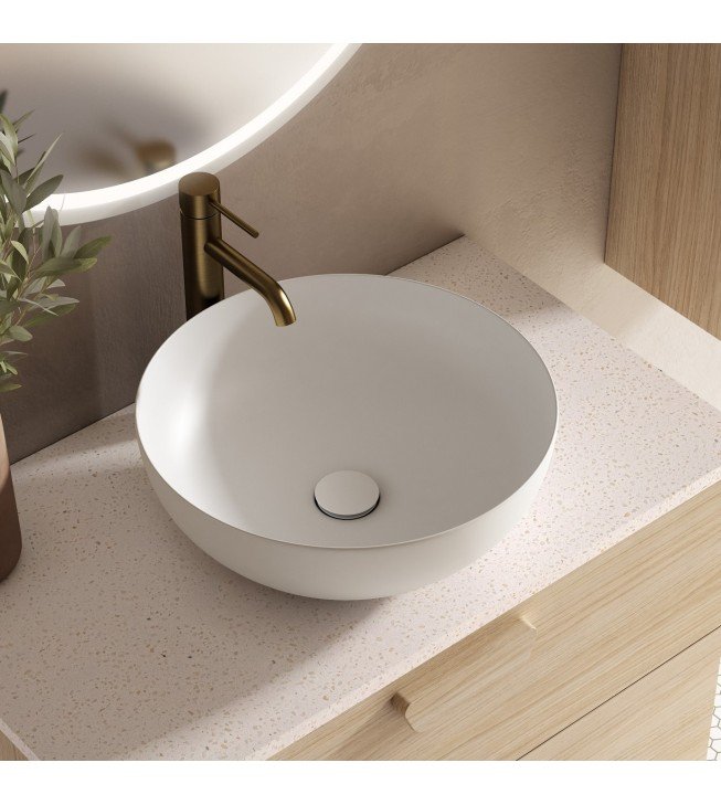 Mueble de baño suspendido HOLIKA madera con tapa terrazo y lavabo Mueble de baño suspendido HOLIKA madera con tapa terrazo y lavabo