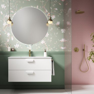 Mueble de baño suspendido HOLIKA con encimera cerámica Kent