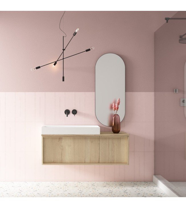 Mueble de baño suspendido HONEY en madera con tapa madera