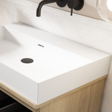 Mueble de baño suspendido HONEY en madera con tapa madera 2