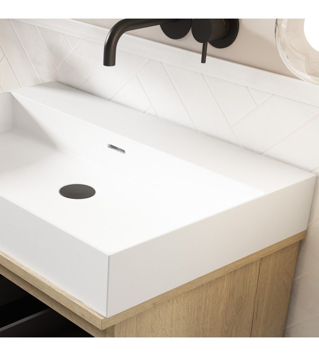 Mueble de baño suspendido HONEY en madera con tapa madera Mueble de baño suspendido HONEY en madera con tapa madera